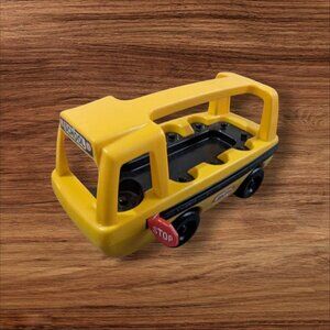 Little Tikes Yellow Plastic Toy School Bus W/ Carry Handle & Stop Sign Pre-Owned